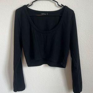 BOOHOO Ribbed Long Sleeve Crop Top